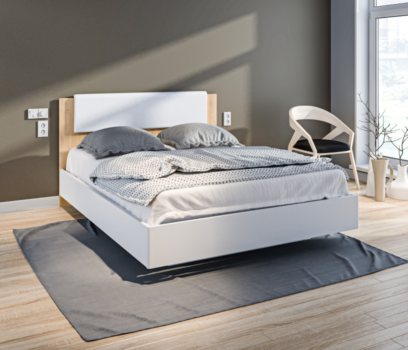 Кровати 160 см, Кровать (1600) Мальта СБ-3270 Белый,Дуб Гамильтон