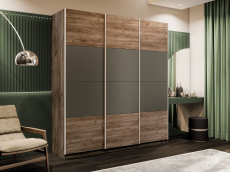 Шкафы-купе 3-х дверные, Шкаф-купе Эста 3-х дверный ДСП/Стекла хаки/Доводчик 240х66х240
