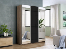 Шкафы-купе 3-х дверные, Шкаф-купе Прайм 3-х дверный Зеркала/Стекло черное/Доводчики 210х57х230