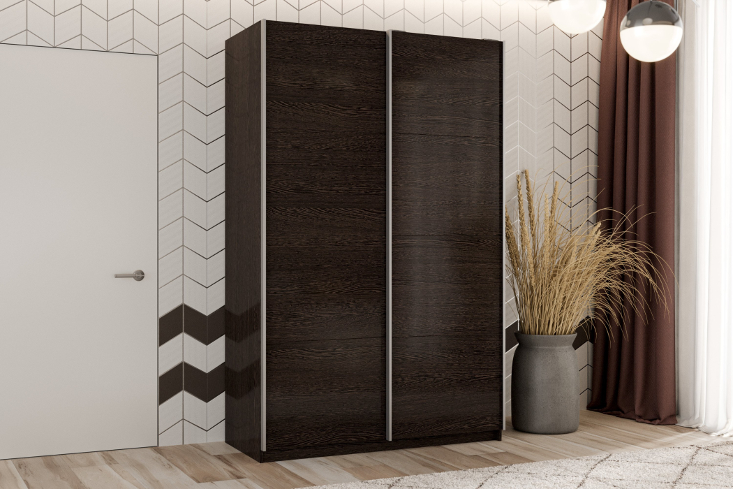 Шкафы-купе 2-х дверные, Шкаф-купе Smart 1424 2х дверный (фасады ЛДСП) профиль серебро