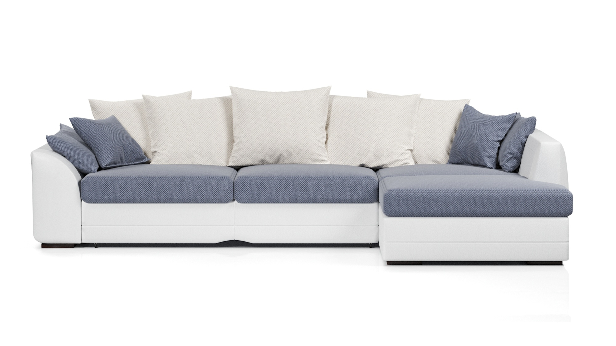 Диваны угловые в гостиную, Диван-кровать угловой Калифорния дельфин,велюр + экокожа