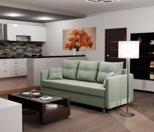 Прямой диван Лотос,НПБ,еврокнижка,велюр