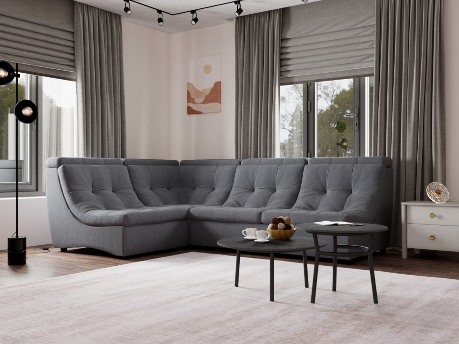 Диваны угловые в гостиную, Угловой Диван Монако-3 ППУ, велюр