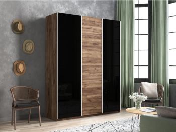 Шкаф-купе Прайм 3-х дверный Стекла черные/ДСП/Доводчики 210х57х230