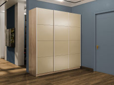 Шкафы-купе 3-х дверные, Шкаф-купе Эста 3-х дверный Стекла фисташка/Доводчик 270х66х240