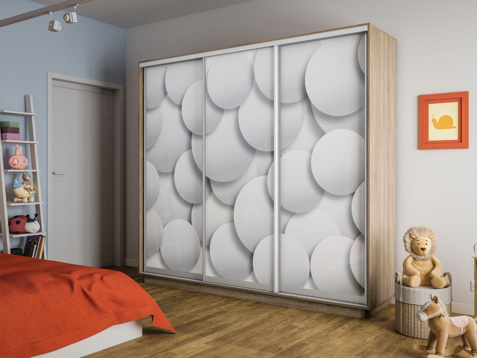 Шкафы-купе 3-х дверные, Шкаф-купе Экспресс 3-х дверный Фотопечать Шары Стекла 180х60х240