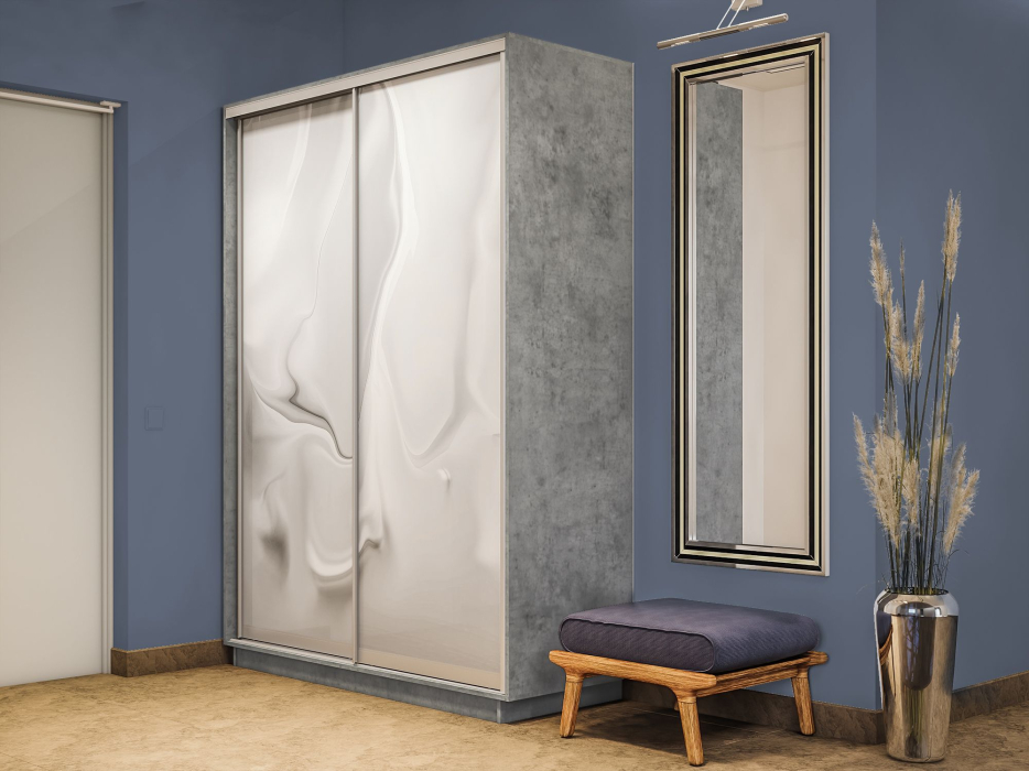 Шкафы-купе 2-х дверные, Шкаф-купе Экспресс 2-х дверный Фотопечать Шелк Стекла 120х45х240