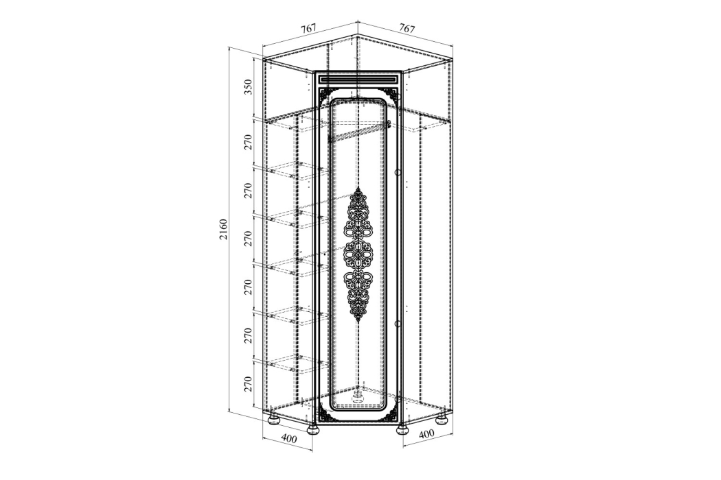 Угловые шкафы, Шкаф угловой Ассоль АС-52K (левый)