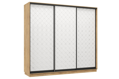 Шкаф-купе Премьер 57  (01РБ;01РБ;01РБ) фасады ромб белый/трёхдверный/Профиль чёрный муар