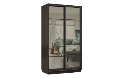 Шкаф-купе Премьер 04 (11ЗГ;11ЗГ) фасады зеркало графит/двухдверный/Профиль чёрный муар