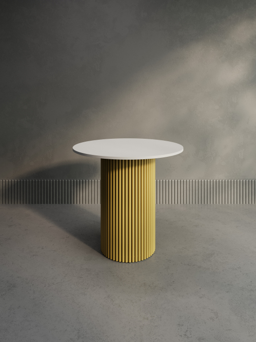 Обеденные столы, Стол круглый обеденный с золотым металлическим подстольем TRUBIS Wood L 80