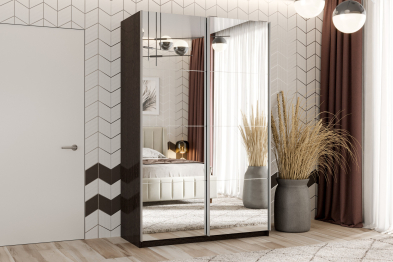 Шкаф-купе Smart 1624 2х дверный (фасады зеркало) профиль серебро