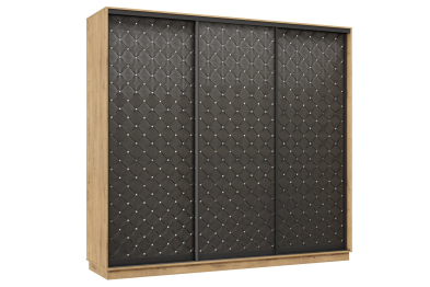 Шкаф-купе Премьер 34 (01РЧ;01РЧ;01РЧ) фасады ромб чёрный/трёхдверный/Профиль чёрный муар