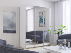 Шкафы-купе 3-х дверные, Шкаф-купе Широкий Прайм 3-х дверный Зеркала/Доводчики 240х57х230