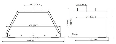 Вытяжки, Кухонная Вытяжка ELIKOR Врезной блок BOX 52П-700