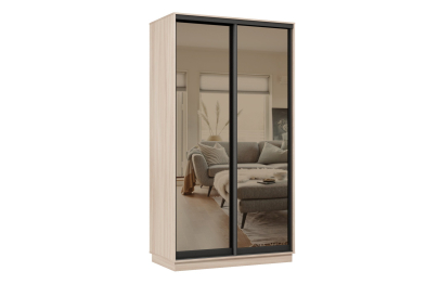 Шкаф-купе Премьер 10 (01ЗБ;01ЗБ) фасады зеркало бронза/двухдверный/Профиль чёрный муар