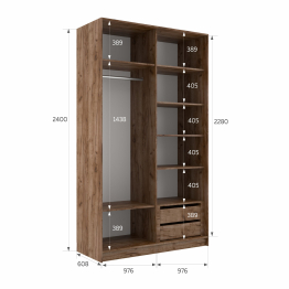 Шкаф-купе Эста 2-х дверный Стекла хаки/Доводчик 200х66х240