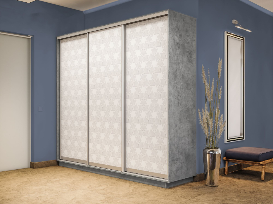 Шкафы-купе 3-х дверные, Шкаф-купе Экспресс 3-х дверный Фотопечать Калейдоскоп Стекла 240х60х220