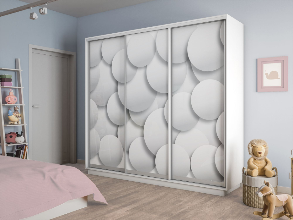 Шкафы-купе 3-х дверные, Шкаф-купе Экспресс 3-х дверный Фотопечать Шары Стекла 180х45х220