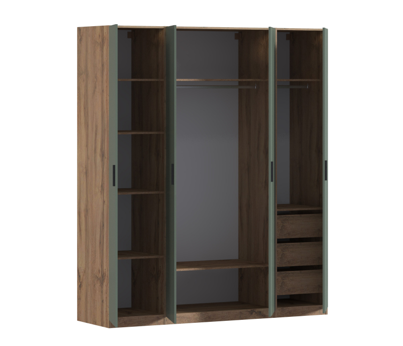 Для одежды, Шкаф четырехдверный Макс 2000 мм, вариант №4 (ЛДСП, корпус дуб вотан)
