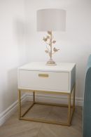 Прикроватные тумбы, Прикроватная тумба Дрим ТП02 ясень браш белый/золото