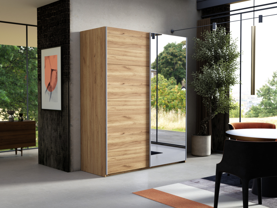 Шкафы-купе 2-х дверные, Шкаф-купе Эста ДСП+Зеркало 160х66х240