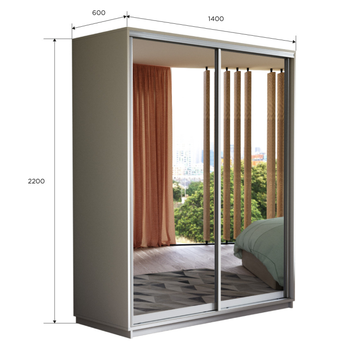 Шкафы-купе, Шкаф-купе Экспресс Экспенс дуо 2200 x 1400 x 600