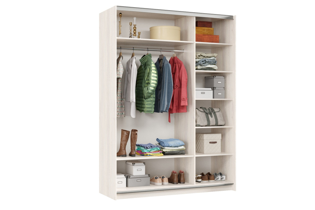 Шкафы-купе 2-х дверные, Шкаф-купе Smart 1624 2х дверный (фасады ЛДСП) профиль серебро