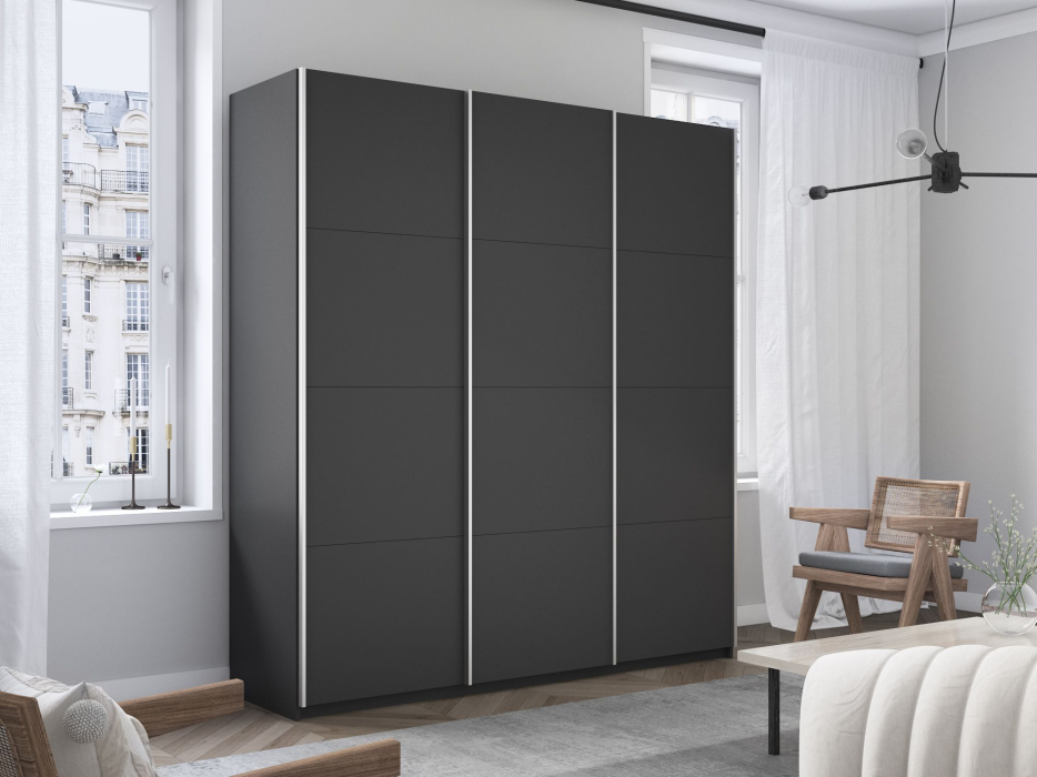 Шкафы-купе 3-х дверные, Шкаф-купе Широкий Прайм 3-х дверный ДСП/Доводчики 240х57х230