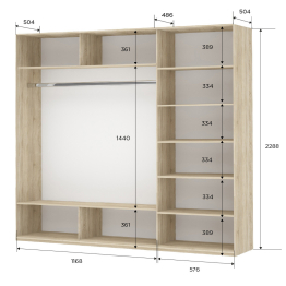 Шкаф-купе Прайм 3-х дверный Стекла фисташка/ДСП/Доводчики 180х57х230