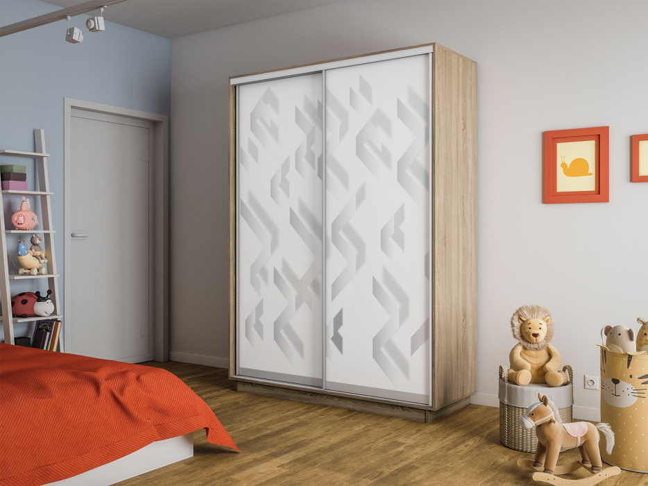 Шкафы-купе 2-х дверные, Шкаф-купе Экспресс 2-х дверный Фотопечать Ленты Стекла 140х60х220