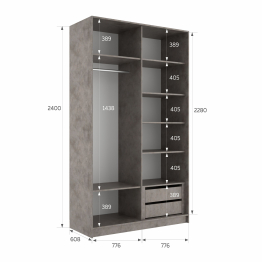 Шкаф-купе Эста Стекло черно+Стекло черное 160х66х240