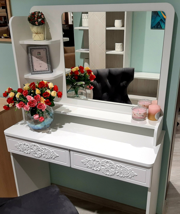 Зеркала в спальню, Полка с зеркалом Ассоль Лайт ТН-2