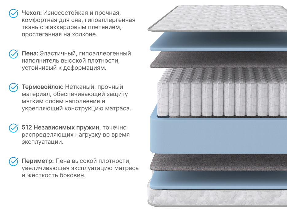 1400 x 2000, Матрас DreamLine Селена 1400x2000
