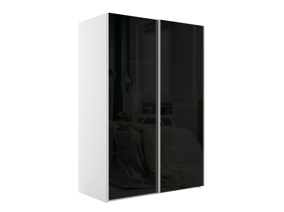 Шкафы-купе 2-х дверные, Шкаф-купе Эста Стекло черно+Стекло черное 160х66х240