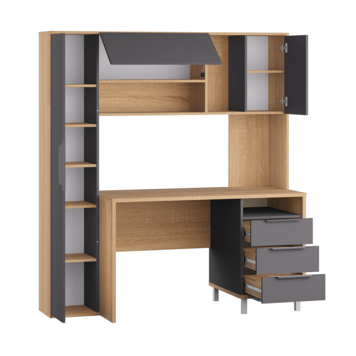 Прямые компьютерные столы, Стол рабочий Комфорт 12.95, дуб сонома, темно-серый