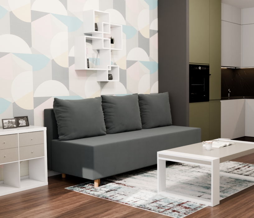 Диваны кровати со спальным местом, Прямой диван Лайт,еврокнижка,велюр