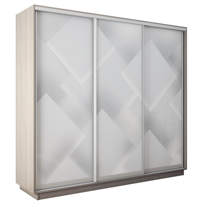 Шкафы-купе 3-х дверные, Шкаф-купе Экспресс 3-х дверный Фотопечать Квадрат Стекла 210х45х220