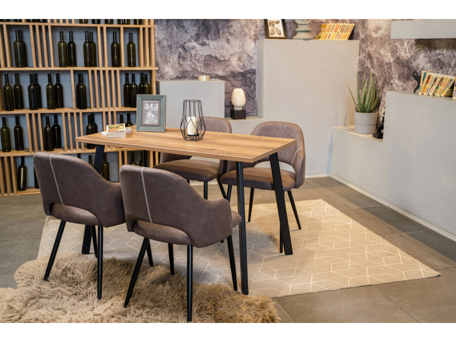 Обеденные столы, Стол деревянный Тринити Лофт 120 25 мм дуб вотан / матовый черный