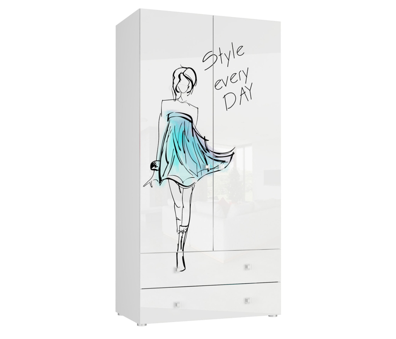 Для одежды, Модерн-Стиль Шкаф 2-х дв. с ящиками СТЛ.322.05+СТЛ.327.04 Белый	