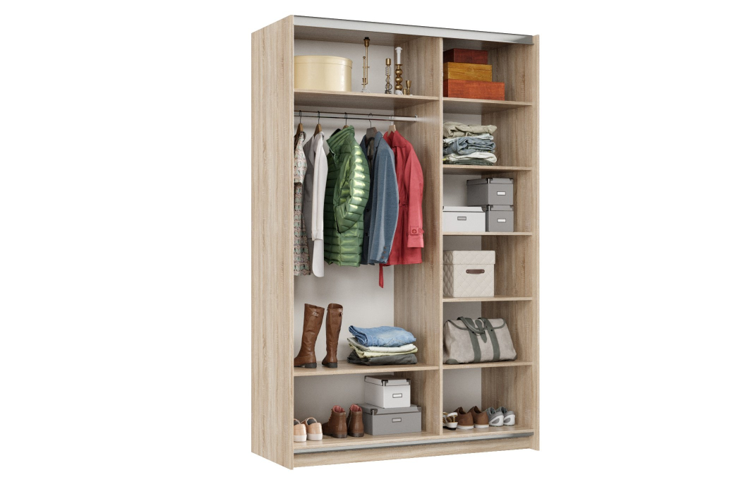 Шкафы-купе 2-х дверные, Шкаф-купе Smart 1422 2х дверный (фасады ЛДСП,зеркало) профиль серебро