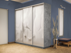 Шкафы-купе 3-х дверные, Шкаф-купе Экспресс 3-х дверный Фотопечать Шелк Стекла 180х45х220