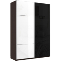 Шкафы-купе 2-х дверные, Шкаф-купе Прайм 2х дверный Белый Глянец/Стекло черное 140х57х230