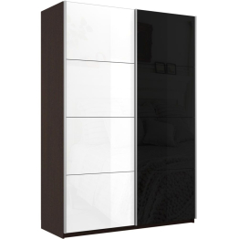 Шкаф-купе Прайм 2х дверный Белый Глянец/Стекло черное 140х57х230