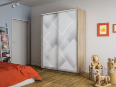 Шкафы-купе 2-х дверные, Шкаф-купе Экспресс 2-х дверный Фотопечать Квадрат Стекла 160х60х240