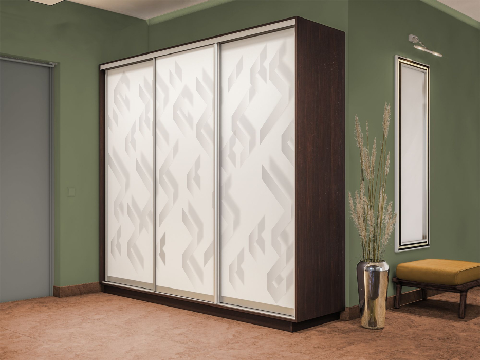 Шкафы-купе 3-х дверные, Шкаф-купе Экспресс 3-х дверный Фотопечать Ленты Стекла 240х45х240