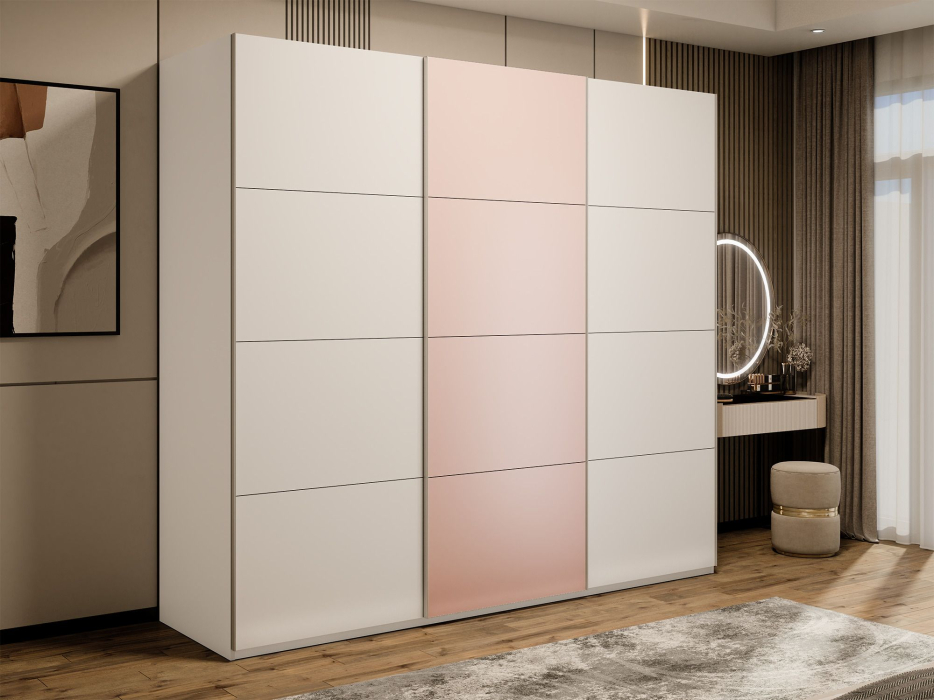 Шкафы-купе 3-х дверные, Шкаф-купе Эста 3-х дверный ДСП/Стекла пудра/Доводчик 240х66х240