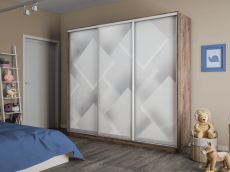 Шкафы-купе 3-х дверные, Шкаф-купе Экспресс 3-х дверный Фотопечать Квадрат Стекла 180х45х240