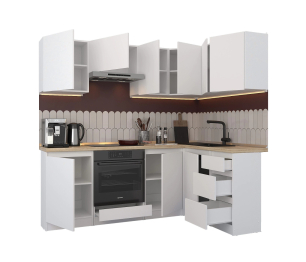 Кухонный гарнитур Леон угловой 210х140 см, белый