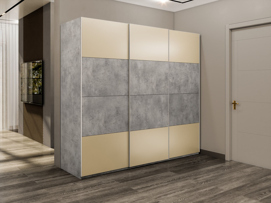 Шкафы-купе 3-х дверные, Шкаф-купе Эста 3-х дверный ДСП/Стекла фисташка/Доводчик 240х66х240